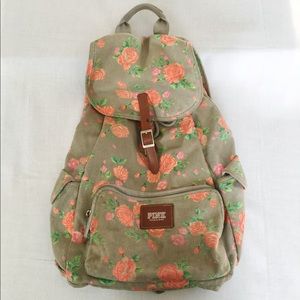 VICTORIA SECRET PINK GRAY FLORAL BACKBACK